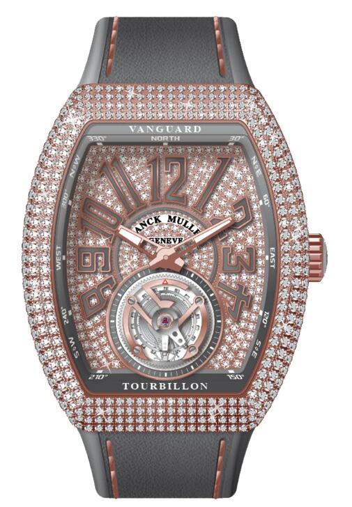 Buy Franck Muller Vanguard Tourbillon Rose Gold White Diamonds Case Replica Watch for sale Cheap Price V 41 T D CD (TT) (5N) (DIAM TT 5N)